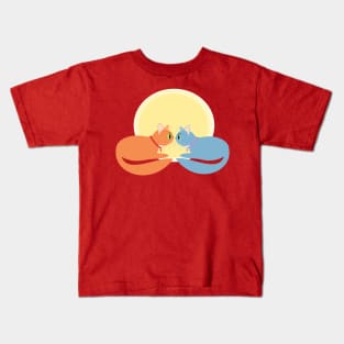 Two Cats And The Moon Kids T-Shirt